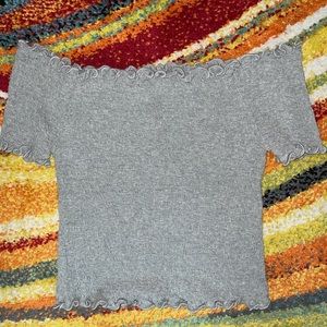 Light Grey Off The Shoulder Crop Top